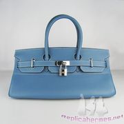 Hermes Birkin 42cm Togo Leather Bag blue (silver)