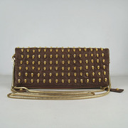 Thomas Wyldee Handbag coffee leather gold metal 8009