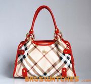 Burberry Canvas With Patent Leather Bag Red 6289-1