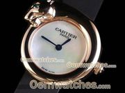 Cartier Classic Quartz Rose Gold Case with White Dial and Black Leathe