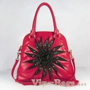 Valentino Leather Ruffle Shoulder Bag red 88016