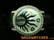 Replica Chopard white face leather quartz fake watch