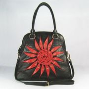 Valentino Leather Ruffle Shoulder Bag black 88016