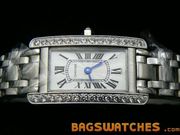 Replica Cartier usa tank diamond quartz lady fake watch