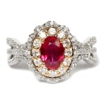 Buy 14K White and Yellow Gold Ruby Diamond Ring with Gemstones