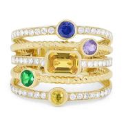 Buy 14k Yellow Gold Multi Stone Wide Band