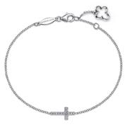 14k White Gold .07ctw Diamond Cross Chain Bracelet